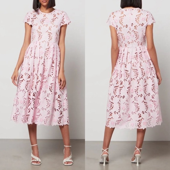 Self-Portrait Dresses & Skirts - NEW NWT Self Portrait Pink Cotton Guipure Lace Midi Dress In Peony Light Pink
